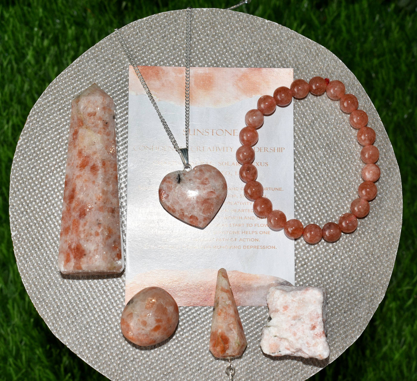 Coffret cadeau en cristal de pierre de soleil pour un soutien et une protection émotionnels, véritables pierres précieuses polies.