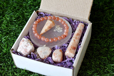 Coffret cadeau en cristal de pierre de soleil pour un soutien et une protection émotionnels, véritables pierres précieuses polies.