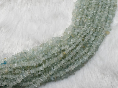 Uncut Raw Aquamarine Crystal Chip Beads for Necklace (Protection and Anxiety Relief)
