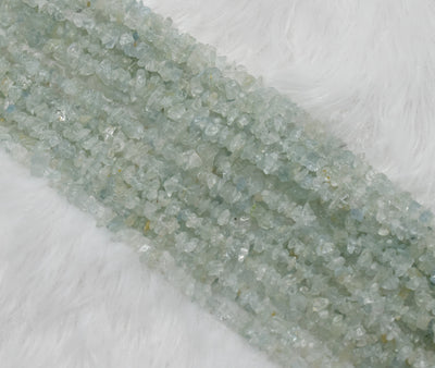 Uncut Raw Aquamarine Crystal Chip Beads for Necklace (Protection and Anxiety Relief)
