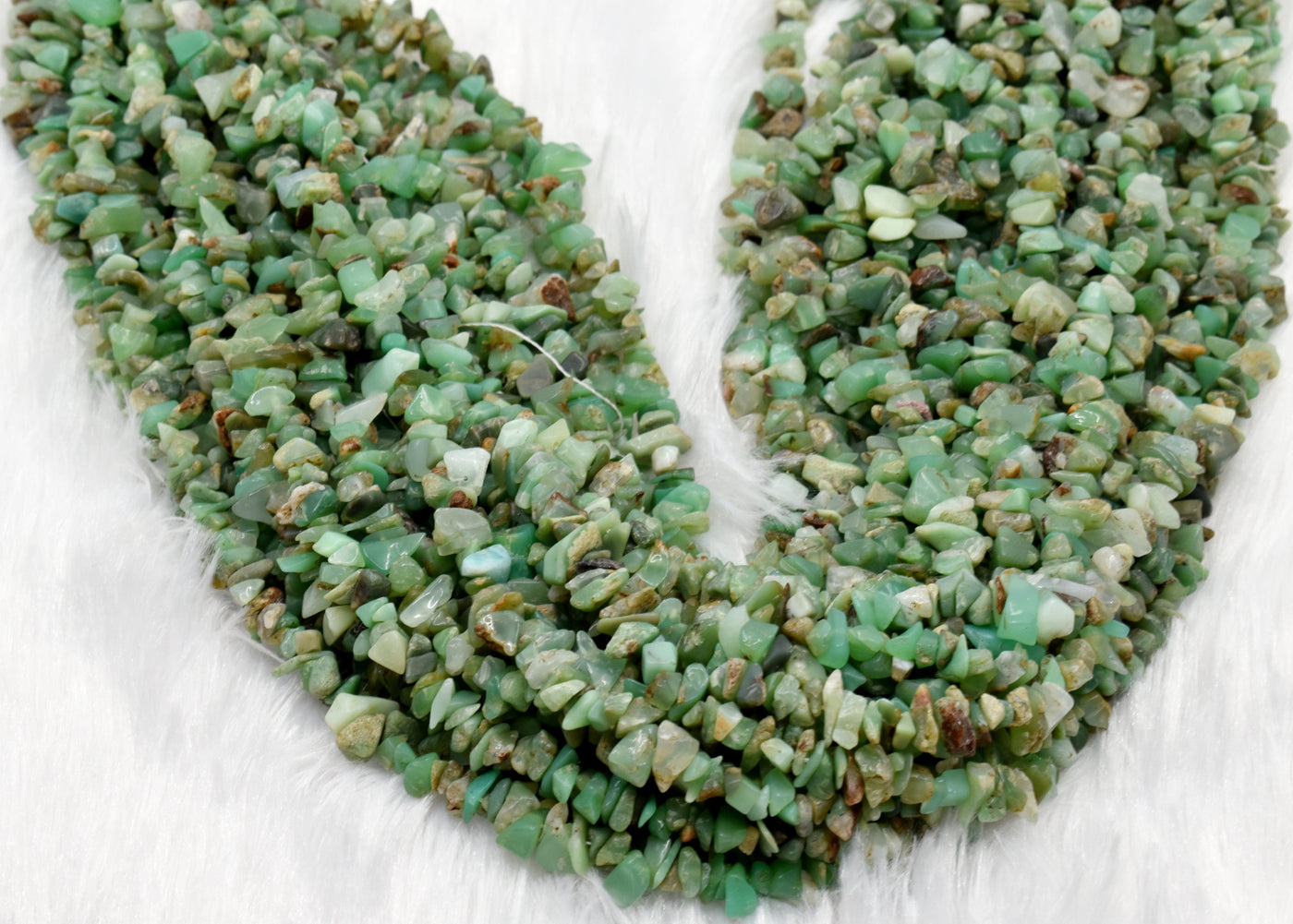 Uncut Raw Chrysophase Crystal Chip Beads for Necklace (Communication and Gentle Self-Expression)