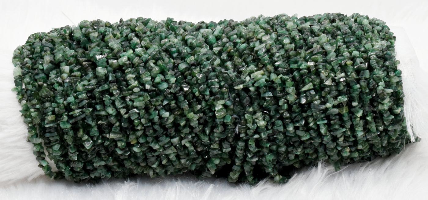 Uncut Raw Emerald Crystal Chip Beads for Necklace (Intuition and Power)