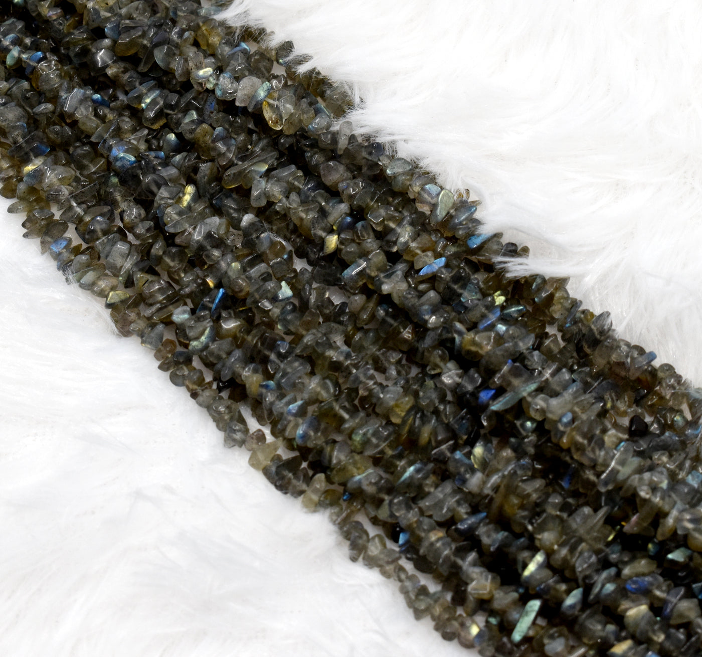 Uncut Raw Labradorite Crystal Chip Beads for Necklace (Expanded Awareness and Intuition)