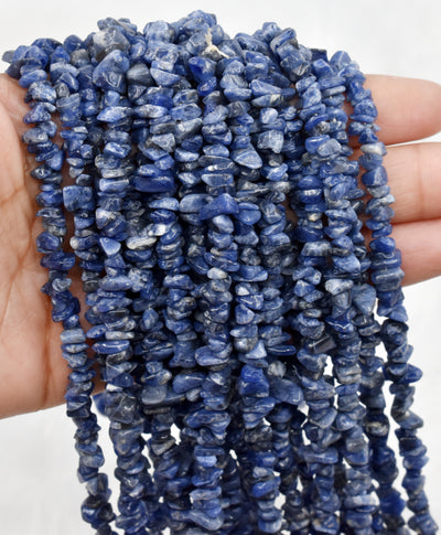 Uncut Raw Sodalite Crystal Chip Beads for Necklace (Alignment With The Higher Self and Meditation)