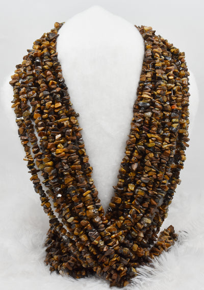 Uncut Raw Tiger Eye Crystal Chip Beads for Necklace (Creativity and Intuition)