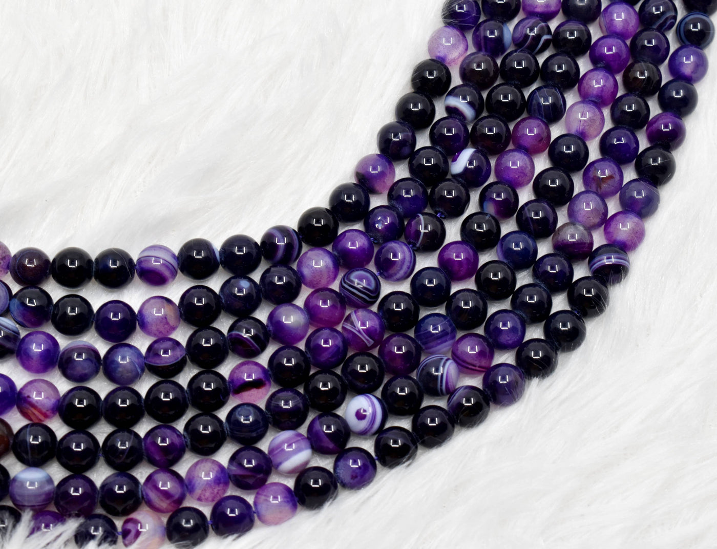 Purple Banded Agate Beads, Natural Crystal Round Beads 6mm to 10mm