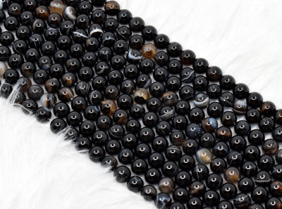 Black Sulemani Agate Beads, Natural Round Crystal Beads 6mm to 12mm