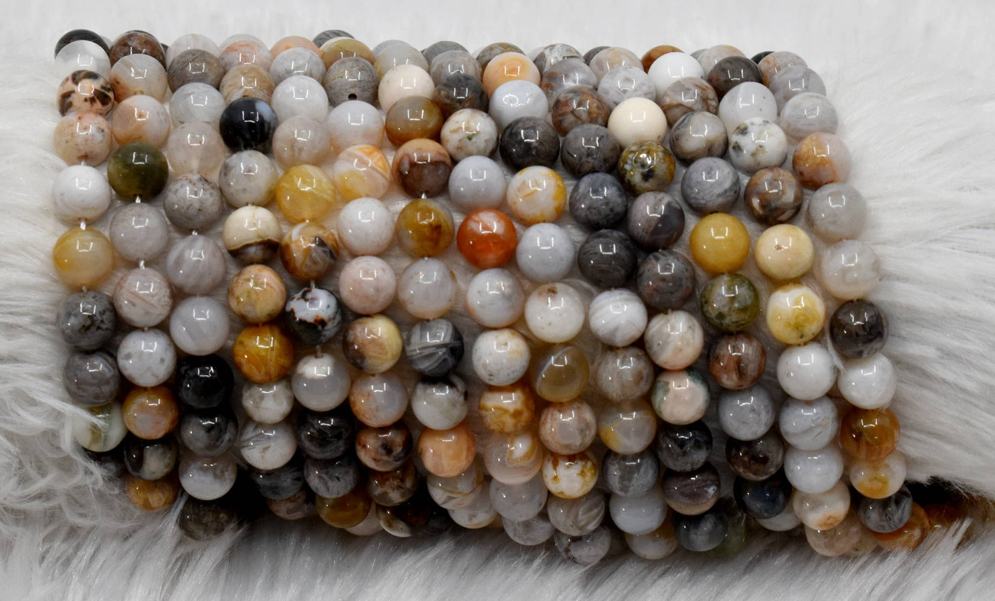 Bamboo Leaf Beads, Natural Crystal Round Beads 8mm