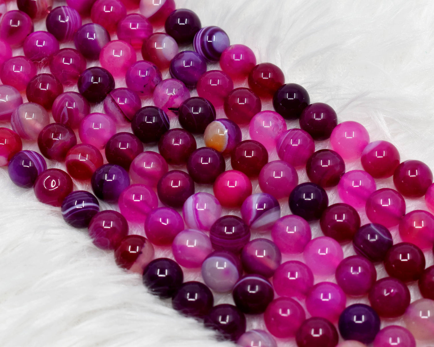 Pink Banded Agate Beads, Natural Crystal Round Beads 6mm to 10mm