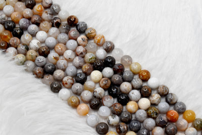 Bamboo Leaf Beads, Natural Crystal Round Beads 8mm