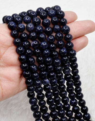 Grès bleu A Grade 4mm, 6mm, 8mm, 10mm, 12mm, 14mm, 16mm Perles rondes 