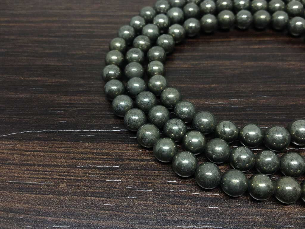 One (1) Natural 6mm Pyrite Mala With 108 Prayer Beads Perfect For Mediation Spiritua Mala Prayer ~ JP149