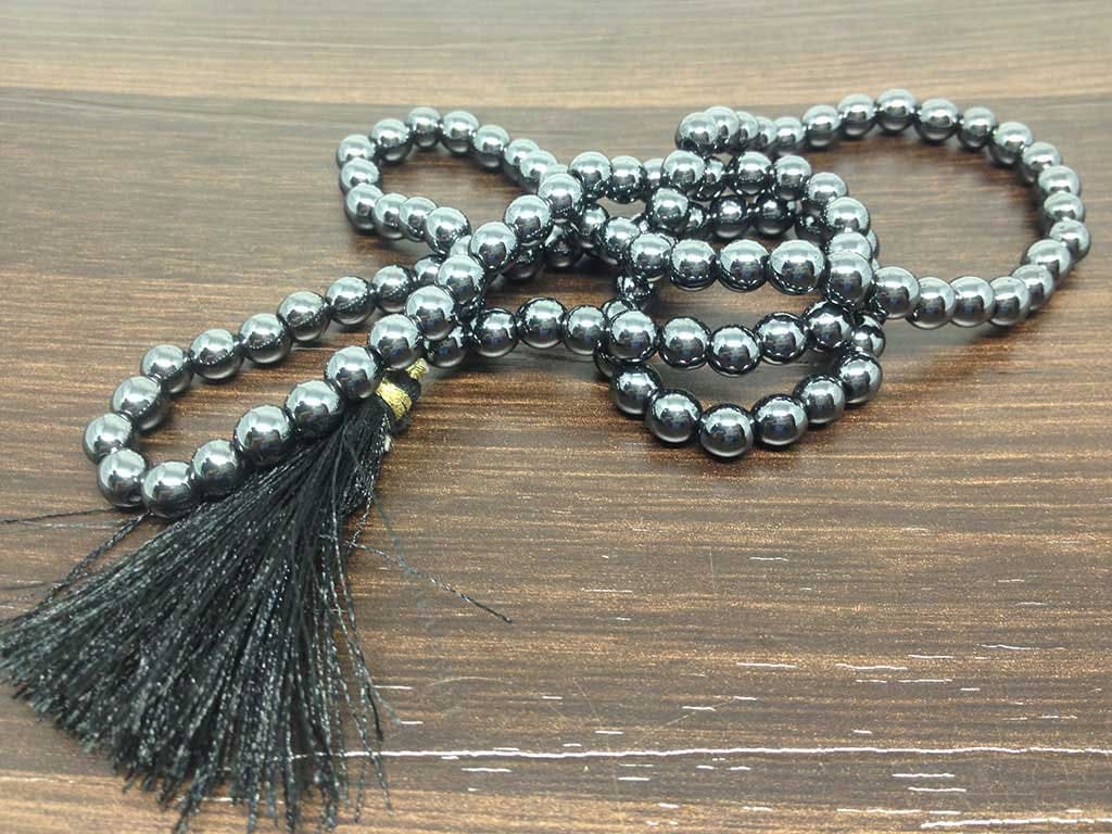 One (1) Natural 8mm Hematite Mala With 108 Prayer Beads Perfect For Mediation Hematite Prayer Mala Necklace ~ JP128