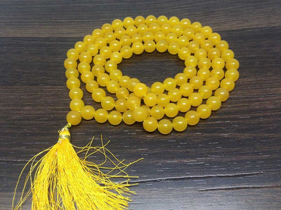 One (1) Natural 8mm Yellow Jade Mala With 108 Prayer Beads For Mediataion Tibetan mala Jap Mala Prayer Mala Neckles ~ JP548