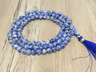 One (1) Natural 6mm Sodalite Mala With 108 Prayer Beads Perfect For Mediation Sodalite Jap mala ~ Mala Necklace ~ JP165