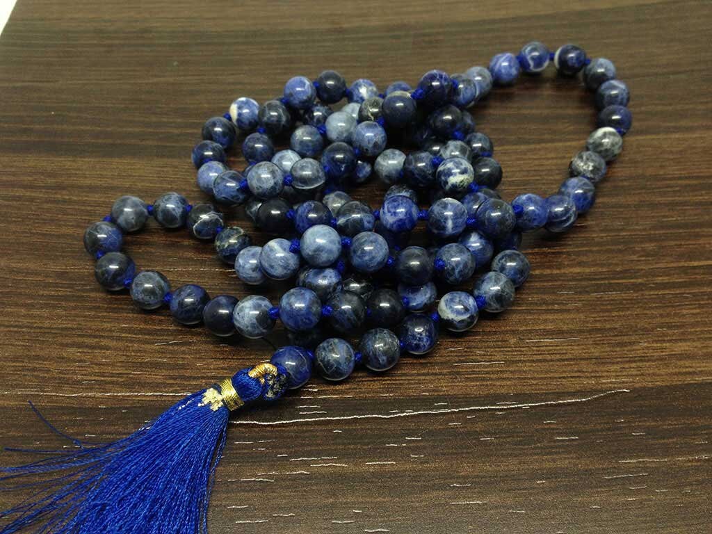 One (1) Natural 8mm Sodalite Mala With 108 Prayer Beads Perfect For Mediation Tibetan Mala Jap Mala Jap mala ~ Mala Necklace ~ JP539