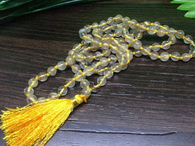 One (1) Natural 6mm Golden Rutile Knotted Mala With 108 Prayer Beads For Mediation Golden Rutile Mala ~ JP123