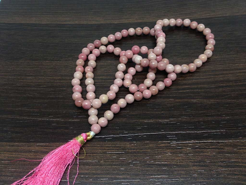One (1) Natural 6mm Rhodochrosite Mala With 108 Prayer Beads, Spiritual Rhodochrosite Prayer mala Rhodochrosite ~ JP156