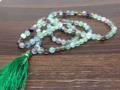 One (1) Natural 6mm Multi Fluorite Mala With 108 Prayer Beads Perfect For Mediation Spiritual Multi Fluorite Prayer mala MultiFluorite~JP146