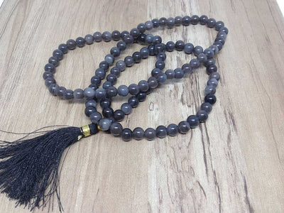 One (1) Natural 6mm Black Obsidian Mala With 108 Prayer Beads Perfect For Mediation Spiritual Prayer mala Black Obsidian ~ JP107