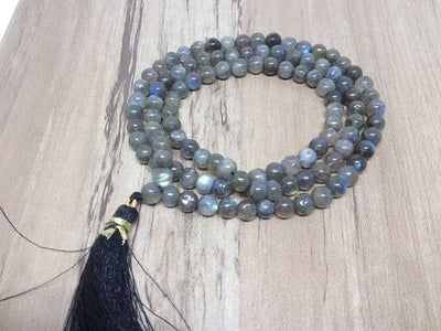 Natural 6mm Labradorite AAA Mala With 108 Prayer Beads, Labradorite Prayer Mala Necklace