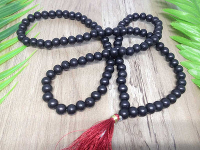 One (1) Natural 8mm Ebony Mala With 108 Prayer Beads For Mediation Tibetan Mala Wood Jap mala Necklace