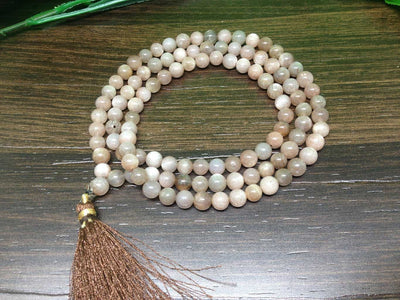 One (1) Natural 6mm Sunstone Mala With 108 Prayer Beads Perfect For Mediation Sunstone Prayer Mala Necklace ~ JP166