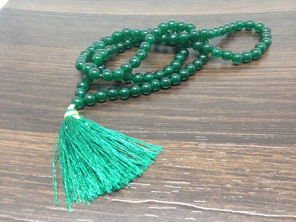 Natural Green Jade Beads Mala - 108 Prayer Beads For Mediation