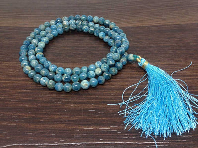 One (1) Natural 6mm Apatite Mala With 108 Prayer Beads Perfect For Mediation Apatite mala With 108 Pryayer Bead ~ JP105