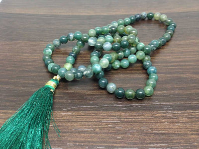 One (1) Natural 6mm Moss Agate Mala With 108 Prayer Beads Perfect For Mediation Moss Agate mala ~ Jap Mala Necklace ~ JP143