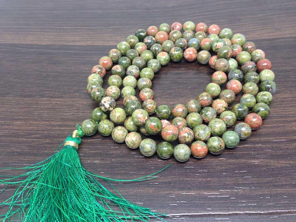 One (1) Natural 8mm Unakite Mala With 108 Prayer Beads Perfect For Mediation unakite Jap mala ~ Mala Necklace ~ JP544