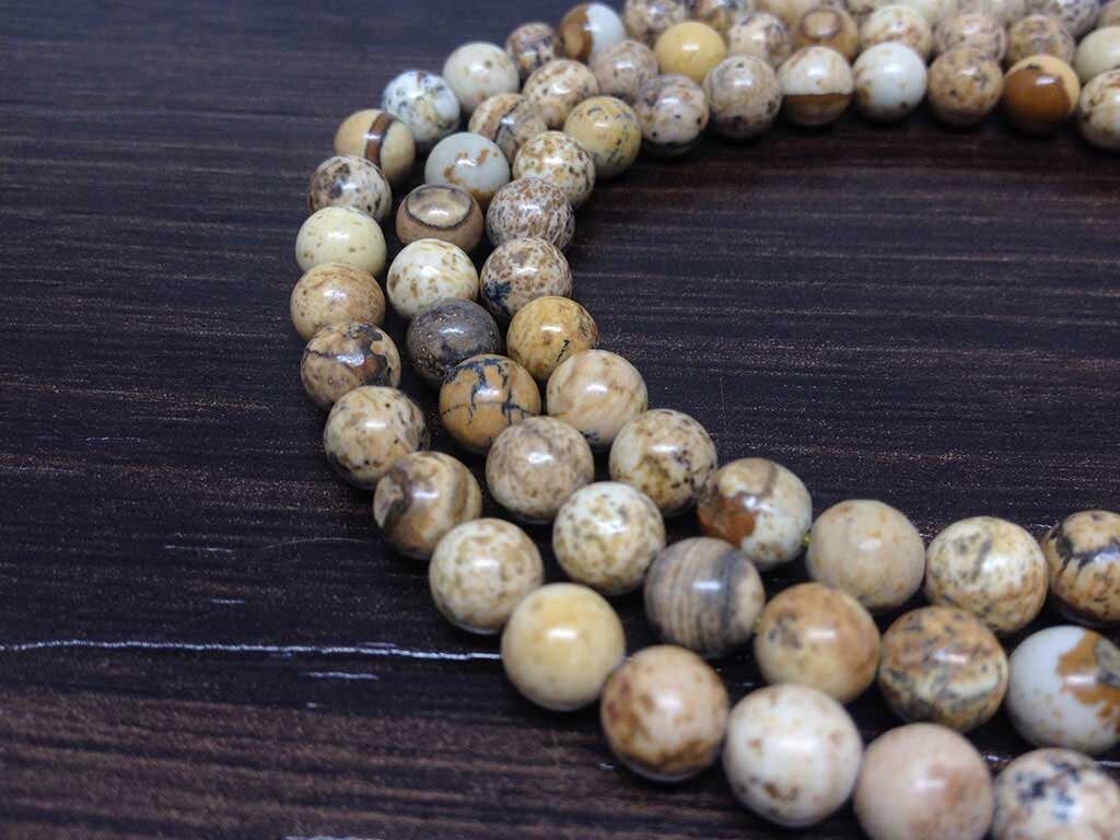 One (1) Natural 6mm Picture Jasper Mala With 108 Prayer Beads Perfect For Mediation Picture Jasper Jap mala ~ Mala Necklace ~ JP148