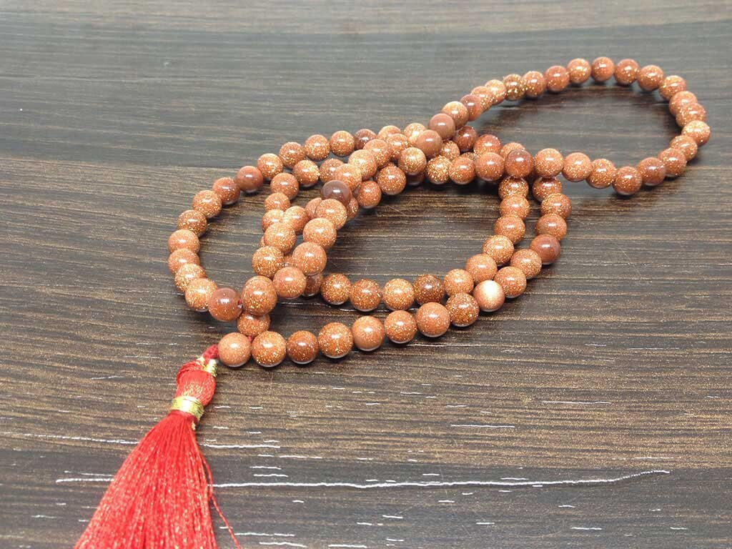 One (1) Natural 6mm Red Sandstone Mala With 108 Prayer Beads Perfect For Mediation Red Sandstone Jap mala ~ Mala Necklace ~ JP155