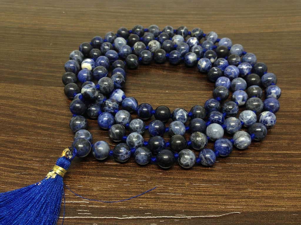 One (1) Natural 8mm Sodalite Mala With 108 Prayer Beads Perfect For Mediation Tibetan Mala Jap Mala Jap mala ~ Mala Necklace ~ JP539