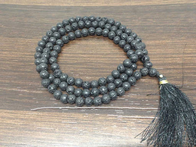 One (1) Natural 6mm Lava Beads Mala With 108 Prayer Beads For Mediation Lava Jap Mala ~ JP140
