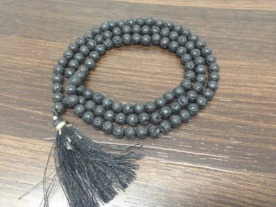 One (1) Natural 6mm Lava Beads Mala With 108 Prayer Beads For Mediation Lava Jap Mala ~ JP140