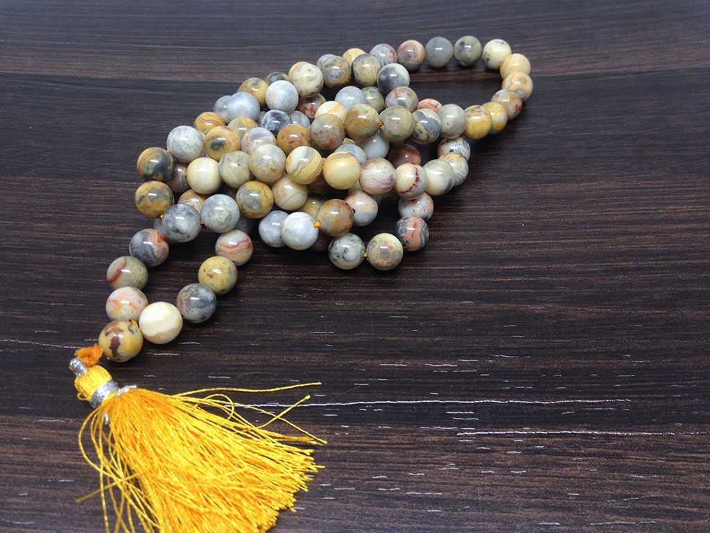 One (1) Natural 8mm Crazy Lace Agate Mala With 108 Prayer Beads Perfect For Mediation Tibetan Mala Jap Mala Jap mala ~ Mala Necklace ~ JP515