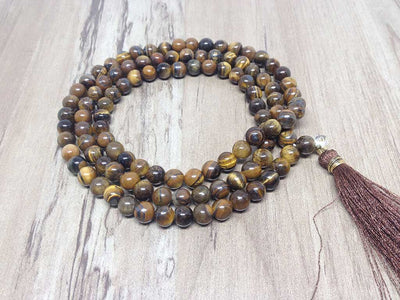 One (1) Nicely Hand Crafted 6mm Tiger Eye mala With 108 Prayer Beads Perfect For Meditation Tiger Eye jap Mala Prayer Mala Tiger Eye ~ JP169