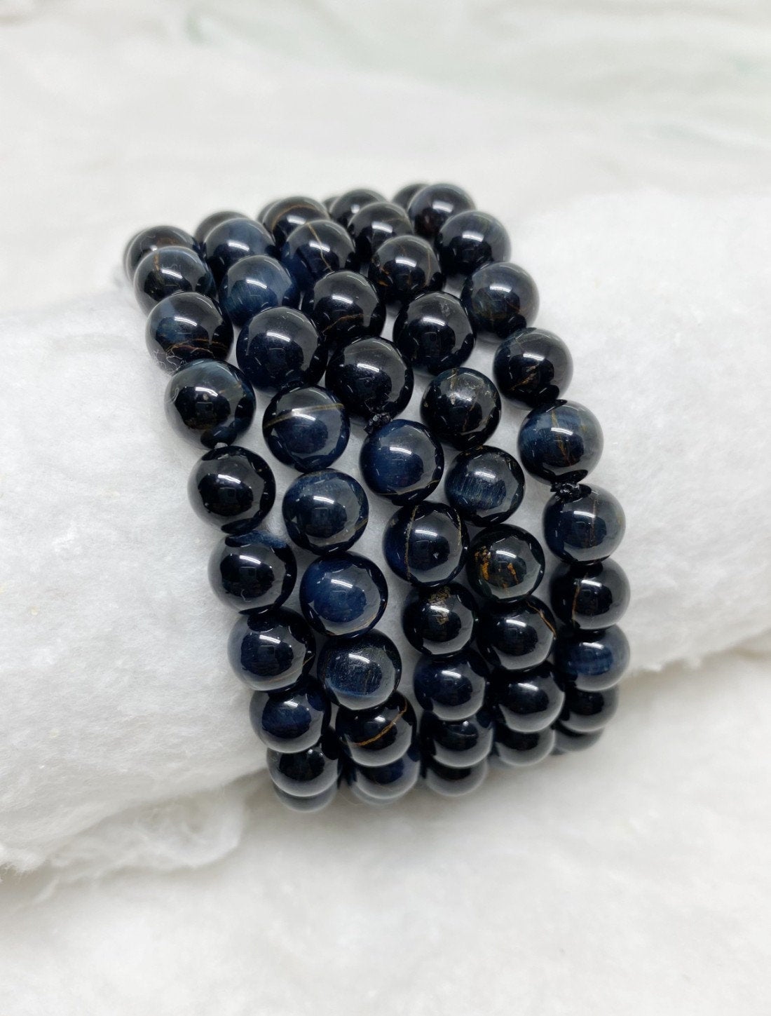 Blue Tiger Eye Bracelet 8MM AAA Round Bead Bracelet,  Gemstone Bracelet Healing Stones