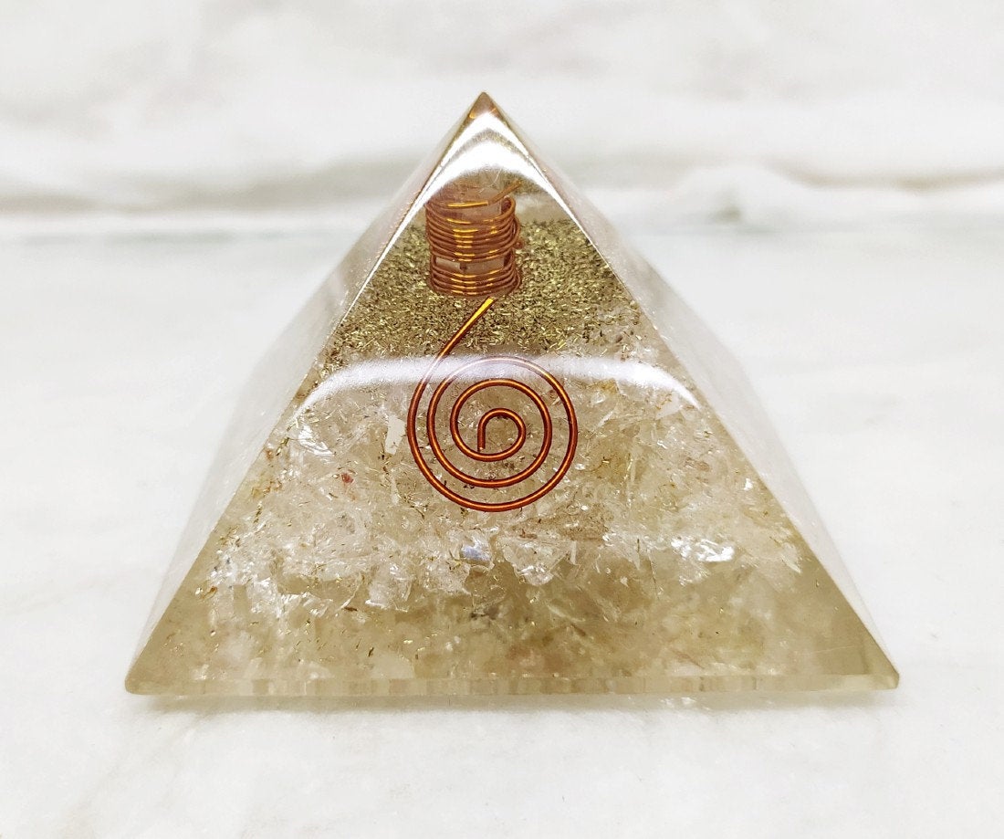 Crystal Quartz Orgone pyramid, Crystal point Pencil For Orgone Healing