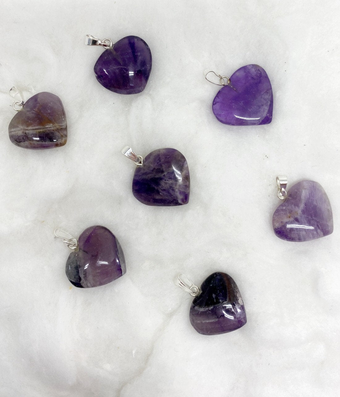 Amethyst Flat Heart Pendant Stone Pendants-Shop for handmade