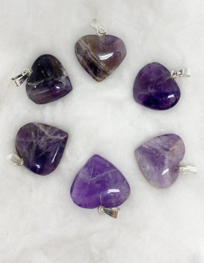 Amethyst Flat Heart Pendant Stone Pendants- heart stone pendant with free delivery