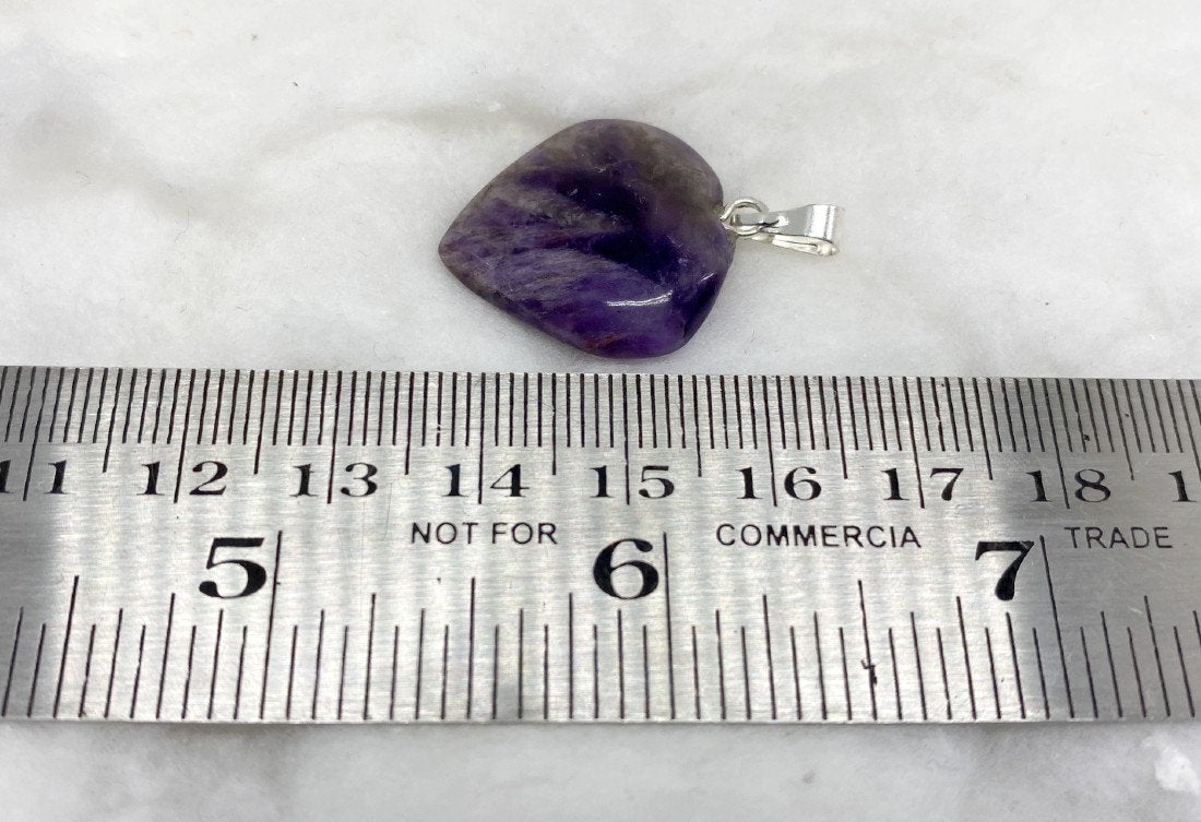 Amethyst Flat Heart Pendant Stone Pendants-One piece