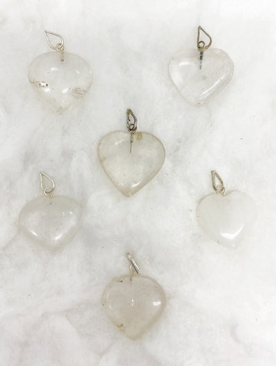 Crystal Quartz Flat Heart Pendant Stone Pendants