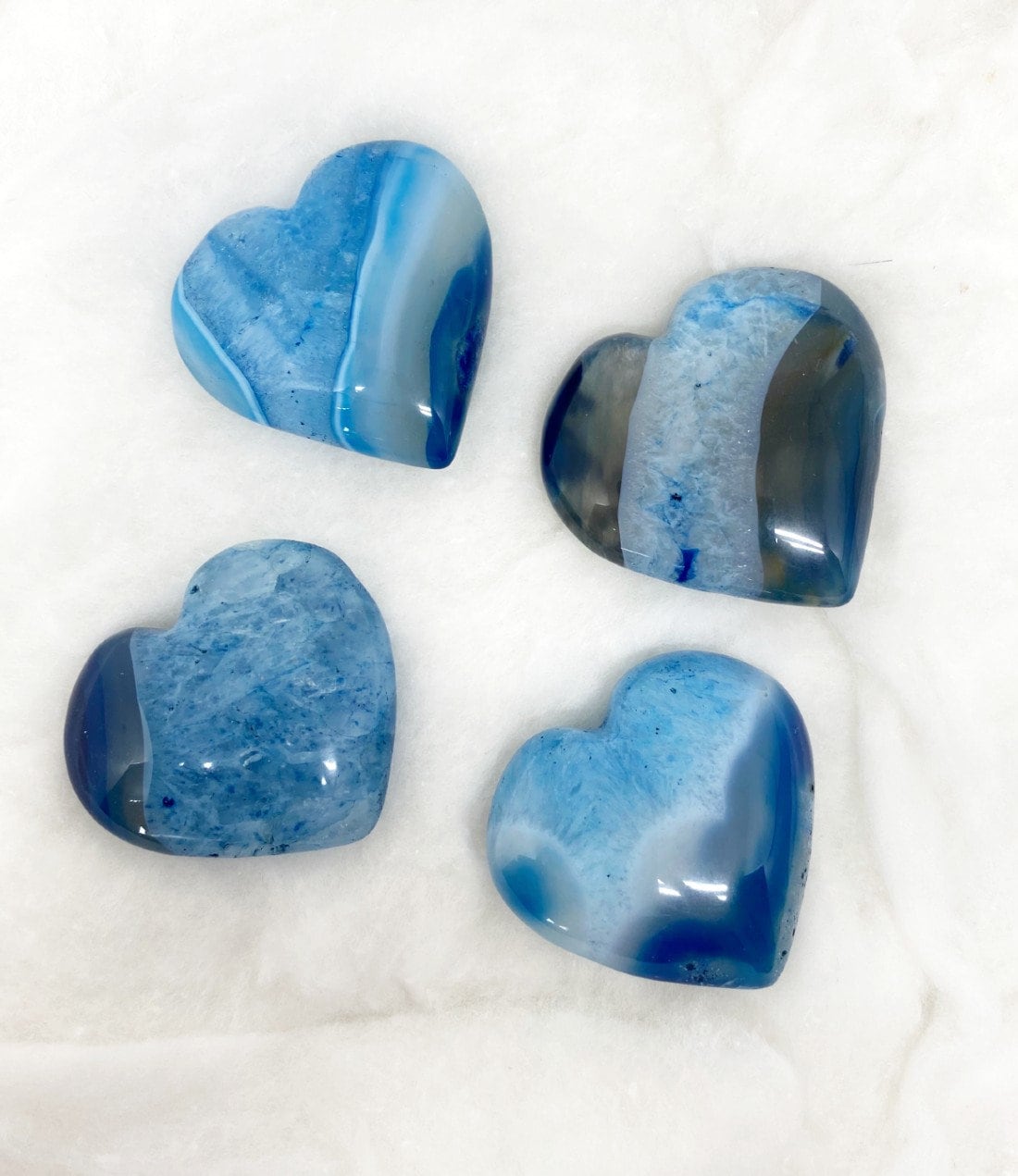 Blue Onyx Heart Crystal, Puffy Mini 2 Inch Pocket Crystal Heart