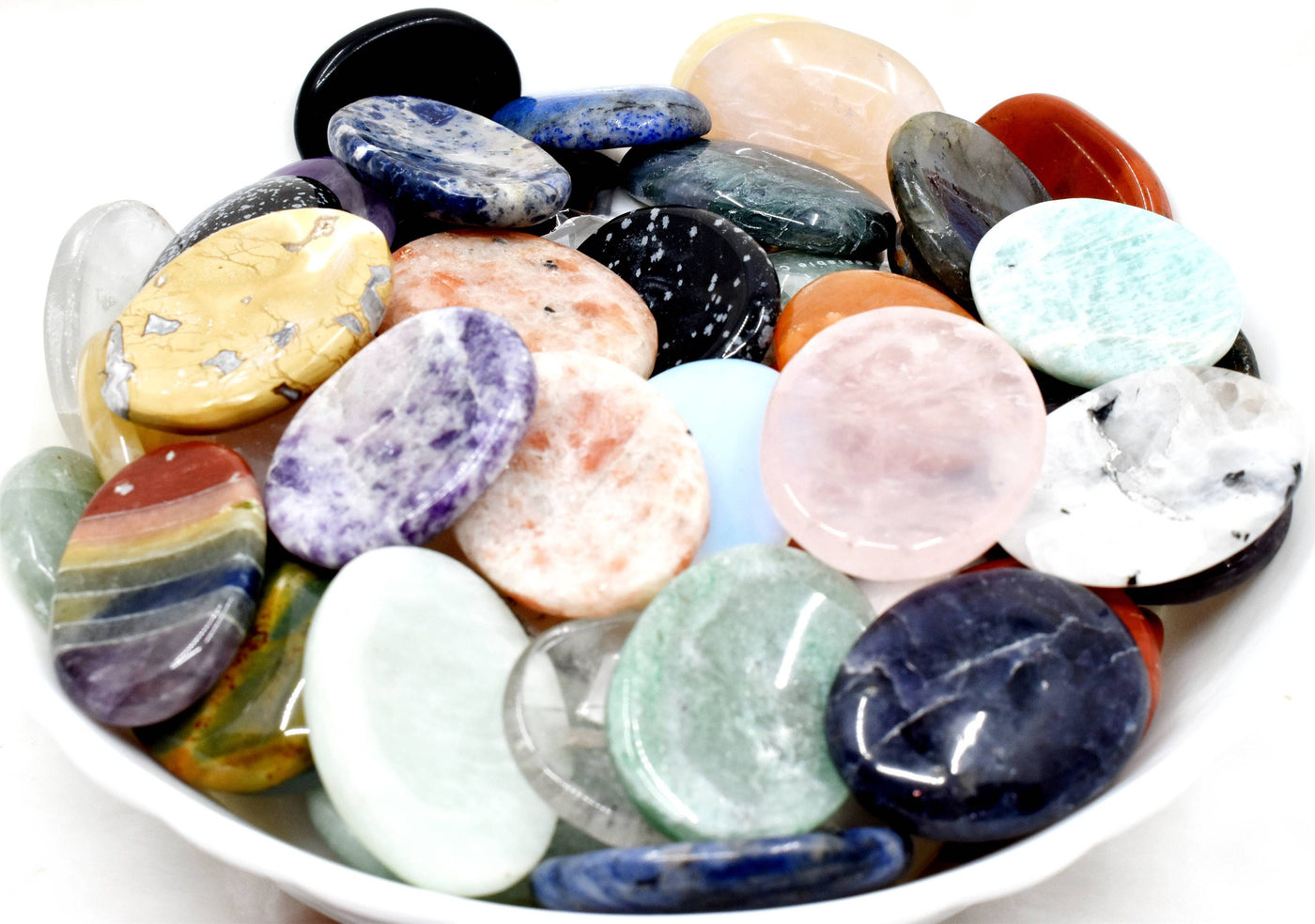 Wholesale Worry Stones Mix Lot 50 Bulk Worry Stones ~ Assorted Crystal for Anxiety Relief
