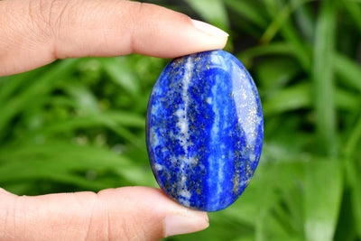 25pcs Raw Polished Oval Healing Lapis Lazuli Crystal Worry Stones