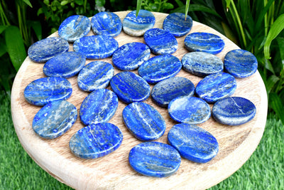 25pcs Raw Polished Oval Healing Lapis Lazuli Crystal Worry Stones
