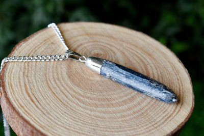 Kyanite Rough Stone Pendants, Natural Raw Electroplated Silver Gemstone Charms