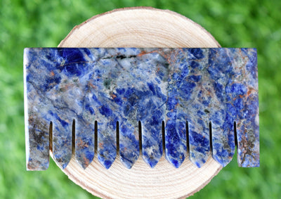Peignes en cristal de sodalite naturelle, outil de massage du cuir chevelu, cristal sculpté en pierre